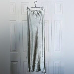 Topshop Silver Satin Slip Maxi Skirt